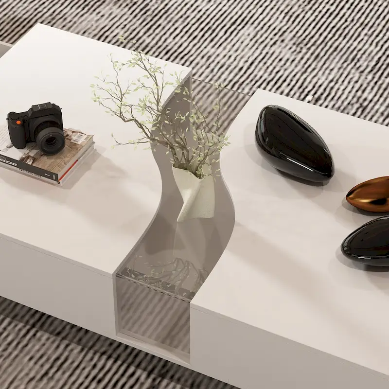 Function & Elegance: Modern LED-Lit Coffee Table with Glass Top