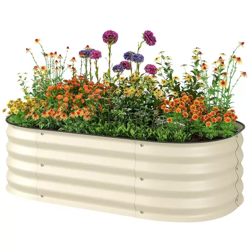 Galvanized Raised Garden Bed Kit, Metal Planter Box with Safety Edging