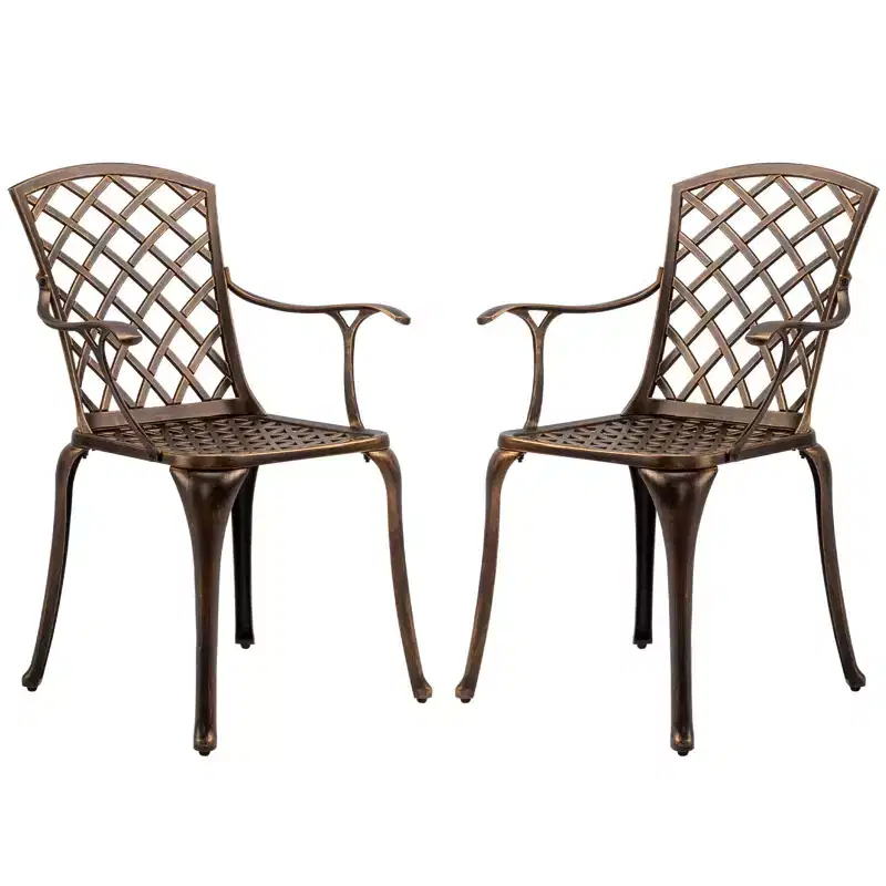 Karl Home | Bronze Aluminum Patio Dining Chair Set (2-Piece)