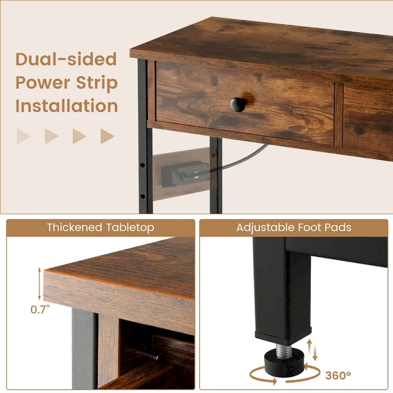 Costway Entryway Table with Charging Station Narrow Console Table with - See Details