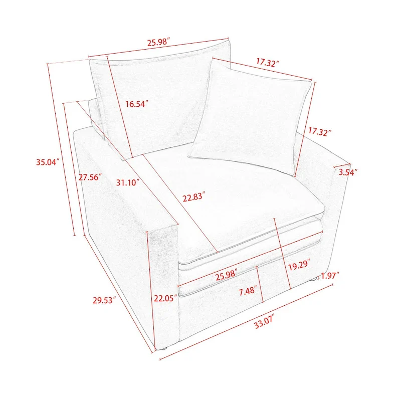 33.07  Upholstered Arm Chair with Solid Wood Frame