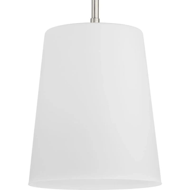 Clarion Collection One-Light Brushed Nickel Etched White Transitional Pendant - 9 in x 9 in x 11.37 in