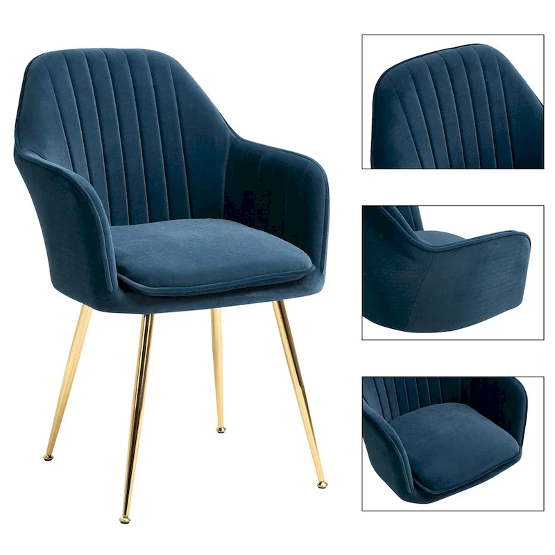 Upholstered Dining Chair (Set of 6) Velvet Accent Arm Chair