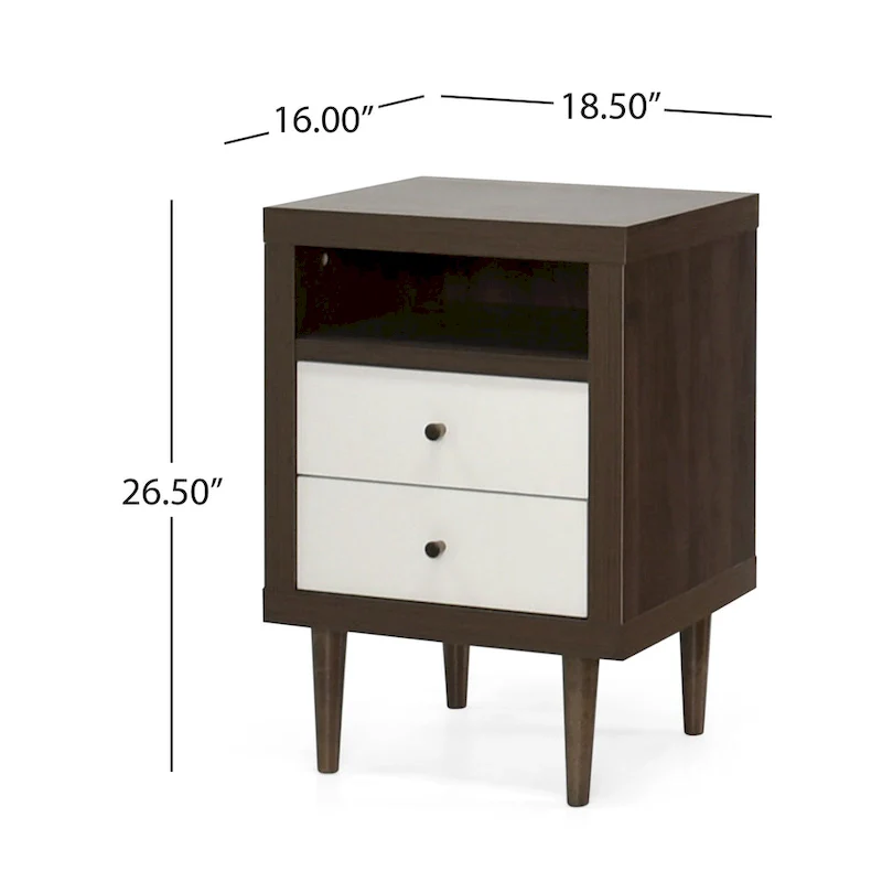 Mid-Century 2-Drawer Nightstand - Multiple Colors