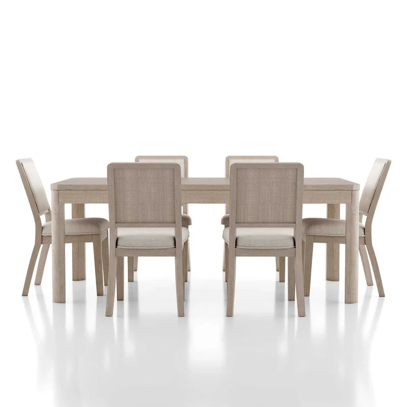 Furniture of America Billet Modern 7-Piece Natural Oak Wood Dining Set