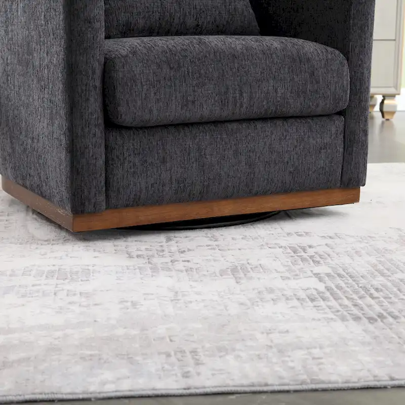 Chenille Swivel Barrel Chair with Sturdy Metal Base and Ergonomic Design