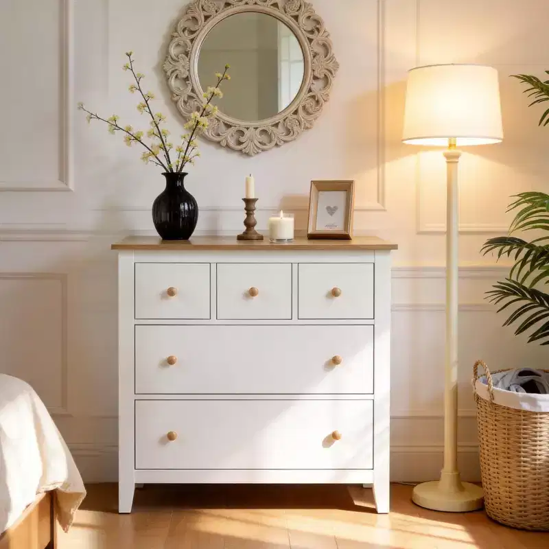 5 Drawer Dressser with Solid Wood Knobs