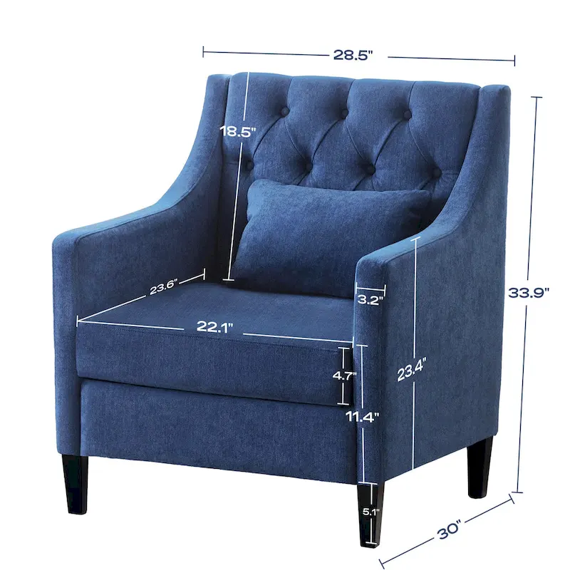 HUIMO Arm Chair Comfy Club Chair with Pillow Beige/ Dark Teal/ Blue