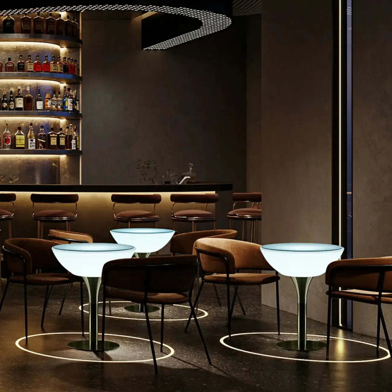 Modern Lighting White Acrylic Silver Metal Bar Tables