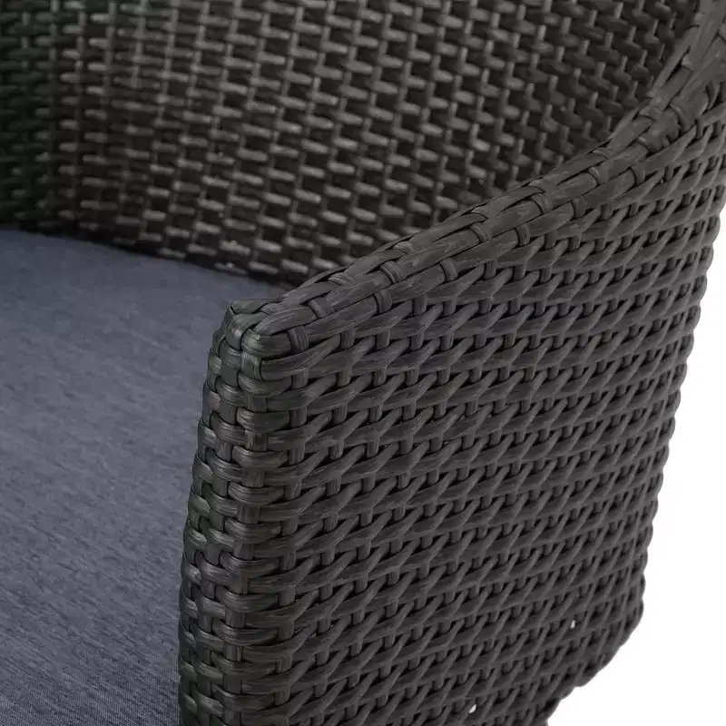 Set of 2 Outdoor Patio Dining Chairs, All-Weather PE Rattan Chairs, Iron Frame Wicker Dining Chairs with Waterproof Fabric Cushion, Armrests