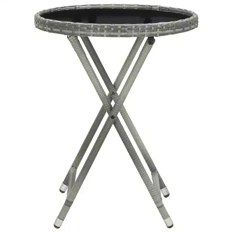 vidaXL Patio Bistro Set Bistro Table 3 Piece Poly Rattan and Tempered Glass