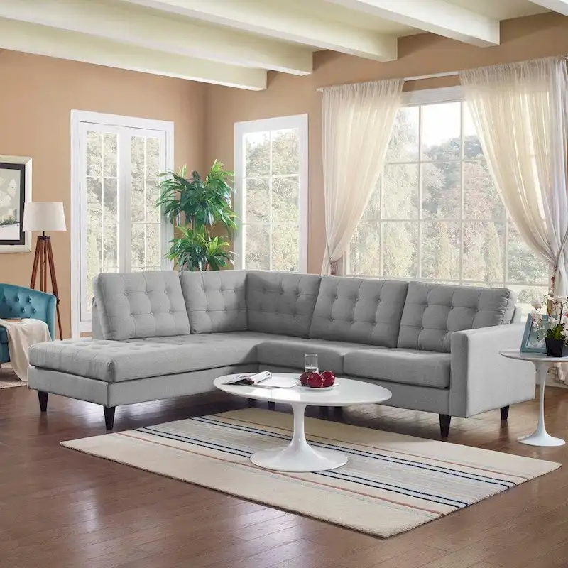 2 Piece Upholstered Fabric Left Facing Bumper Sectional