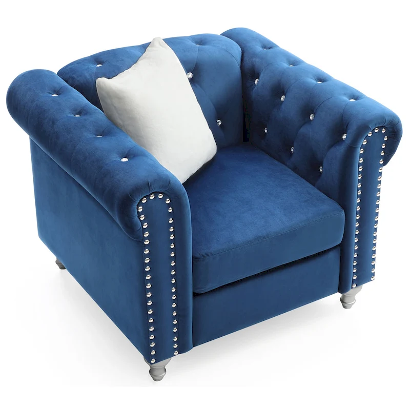 Raisa Velvet Crystal Accent Chair