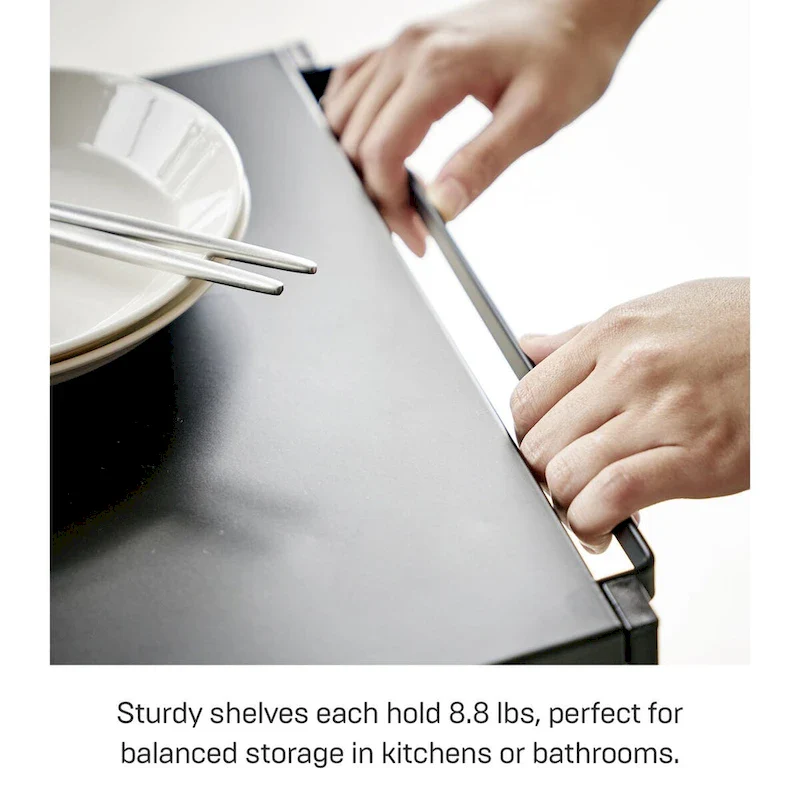 Yamazaki Home Rolling Utility Cart, Steel, Wheels - L 19.29 x W 14.96 x H 32.09 inches