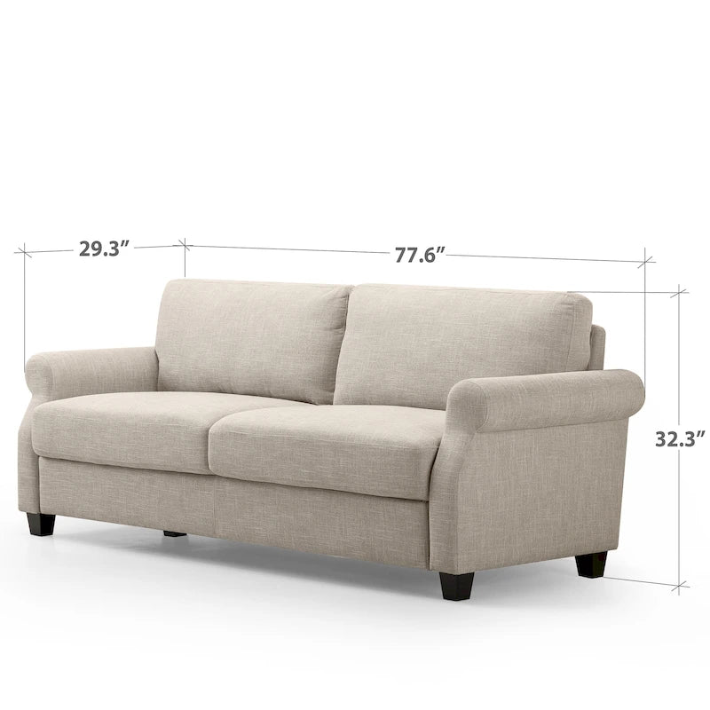 Upholstered 3-Seater Sofa with Rounded Arms | 78