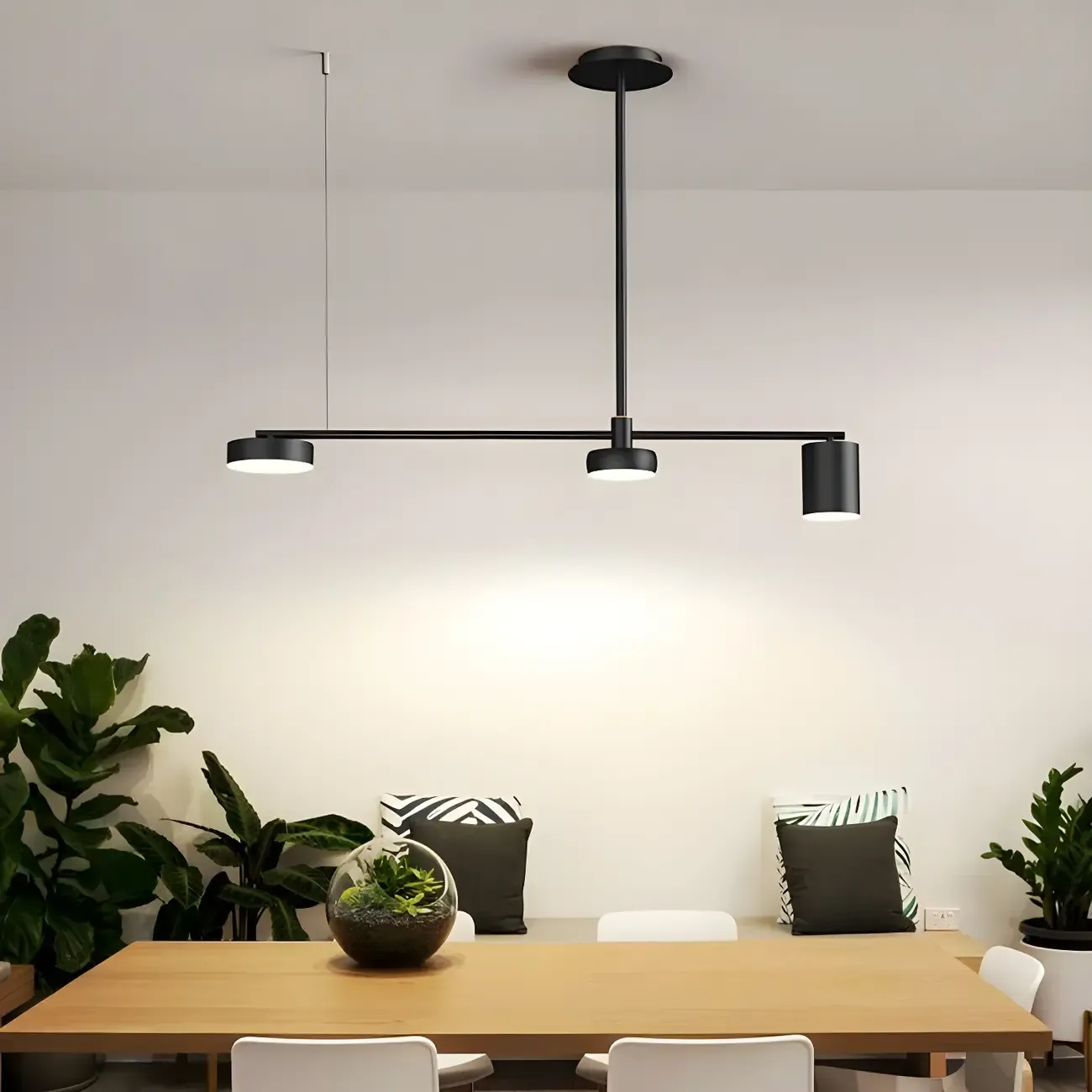 Modern Adjustable Black Linear Kitchen Island Light