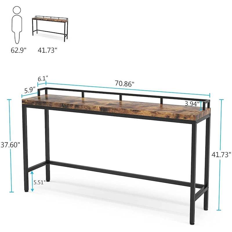 70.9 Extra Long Sofa Console Table, Behind The Couch Table Narrow Entryway Table