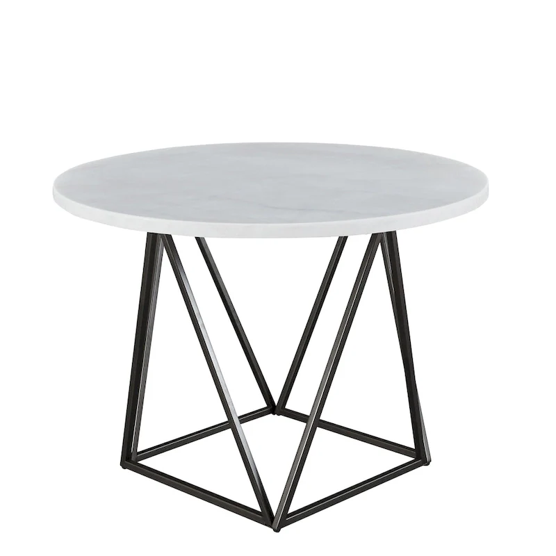 White Marble Top Round Dining Table with Iron Base