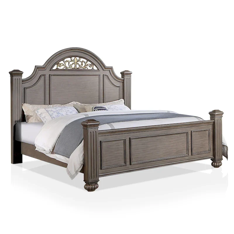 Traditional Grey Wood Poster Bedroom – Queen / King / Cal King, 2-Person