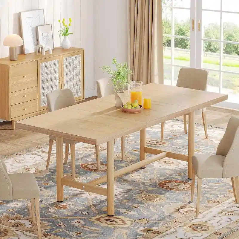63 Inches Dining Table, Rectangular Dining Room Table for 6