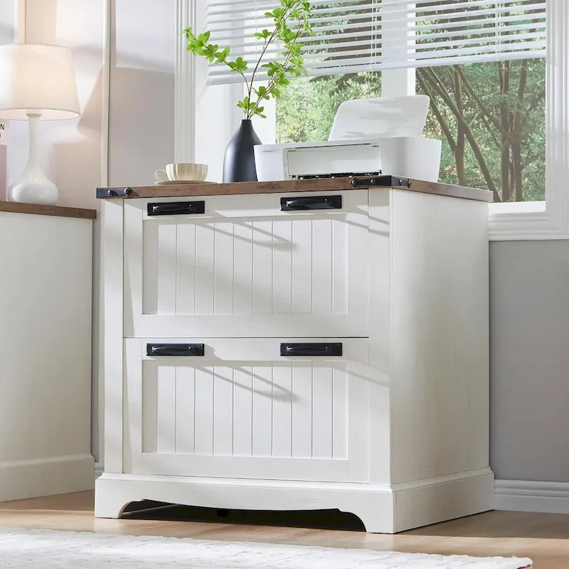 Farmhouse Wood Filing Cabinet — Home Office Storage with Rustic Style