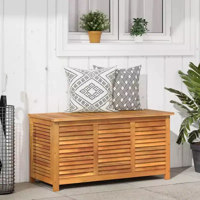 vidaXL Garden Storage Box with Louver Outdoor Patio Furniture Solid Wood Acacia