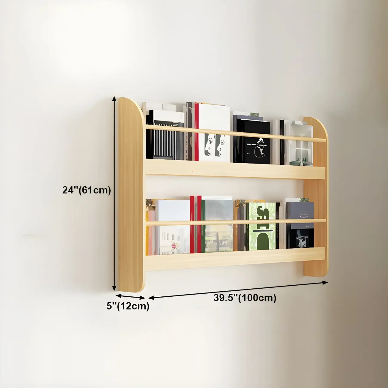 Modern Slim Wood Wall-Mounted Bookshelf