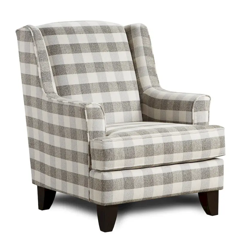 Brock Berber Off-white Buffalo Check Accent Armchair