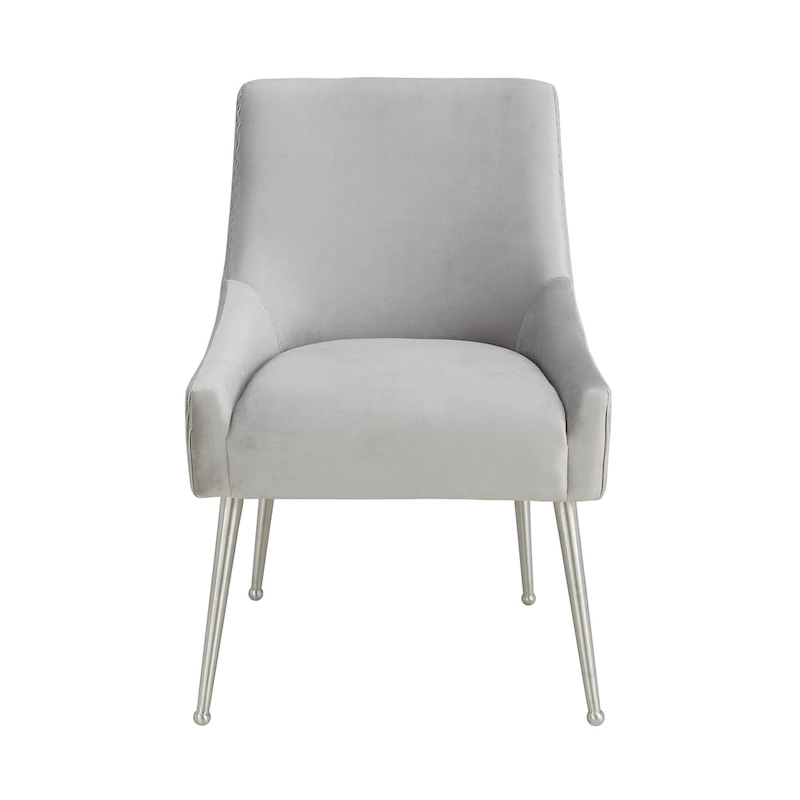 Carson Carrington Tasback Pleated Light Grey Velvet Side Chair
