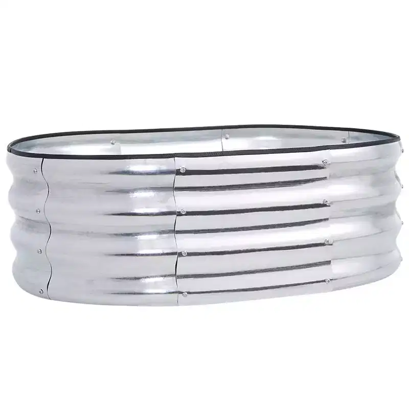 The Lakeside Collection Galvanized Oval Raised Garden Bed Kit -