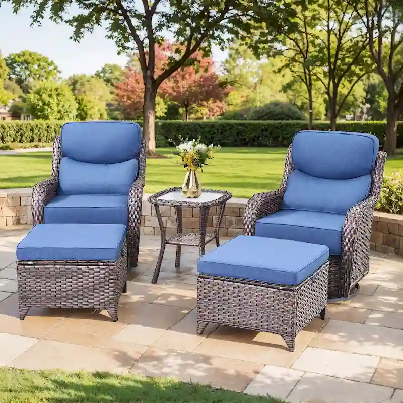Outdoor Swivel Chairs with 6-Inch Thick Cushions for Garden