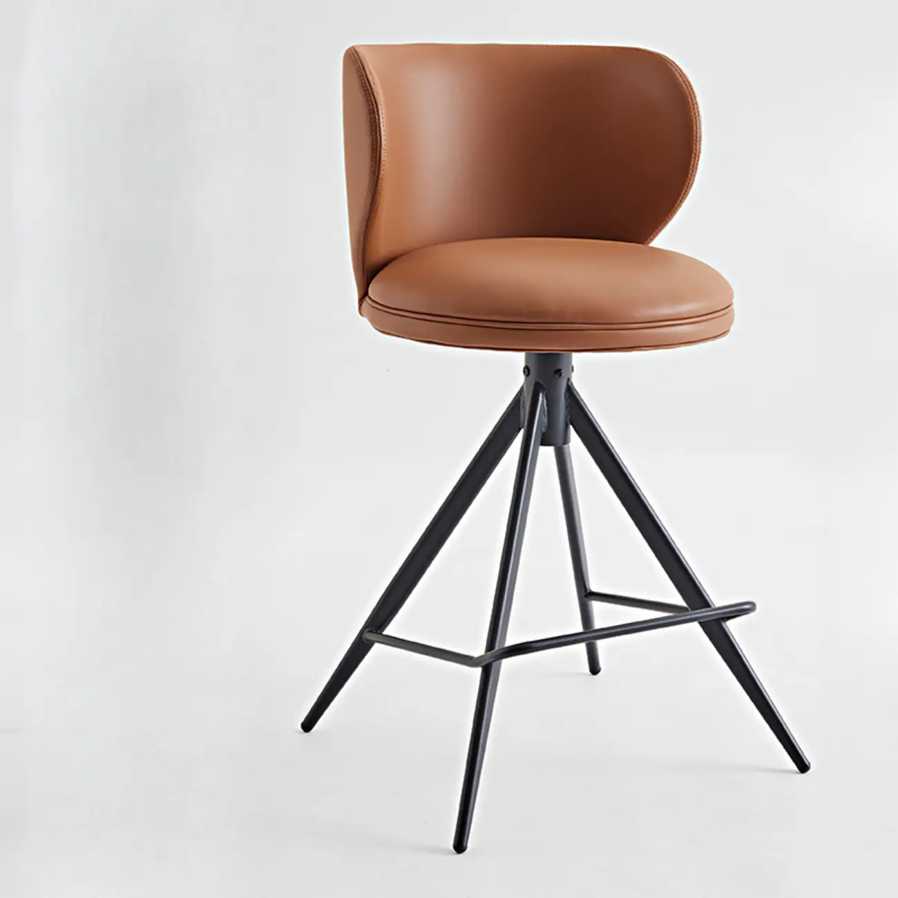 Modern Leather Swivel Bar Stools Counter Height