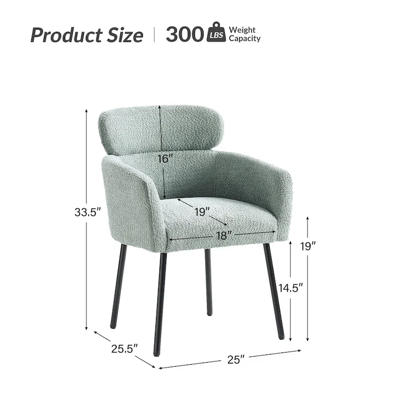 Amos Modern Boucle Dining Chair with Adjustment Feet