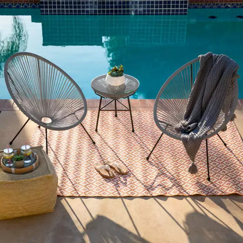 Best Choice Products 3-Piece All-Weather Patio Acapulco Bistro Furniture Set w/ Rope, Glass Top Table