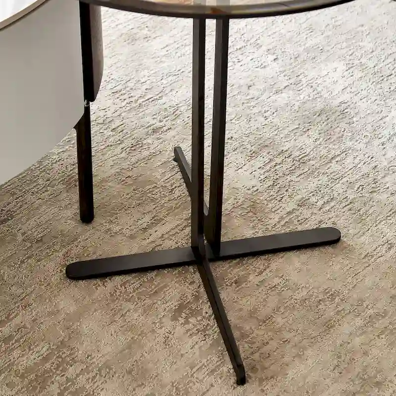 End Table Glass Top Side/End Drink Table - Tall Modern Round Accent Metal Nightstand Furniture