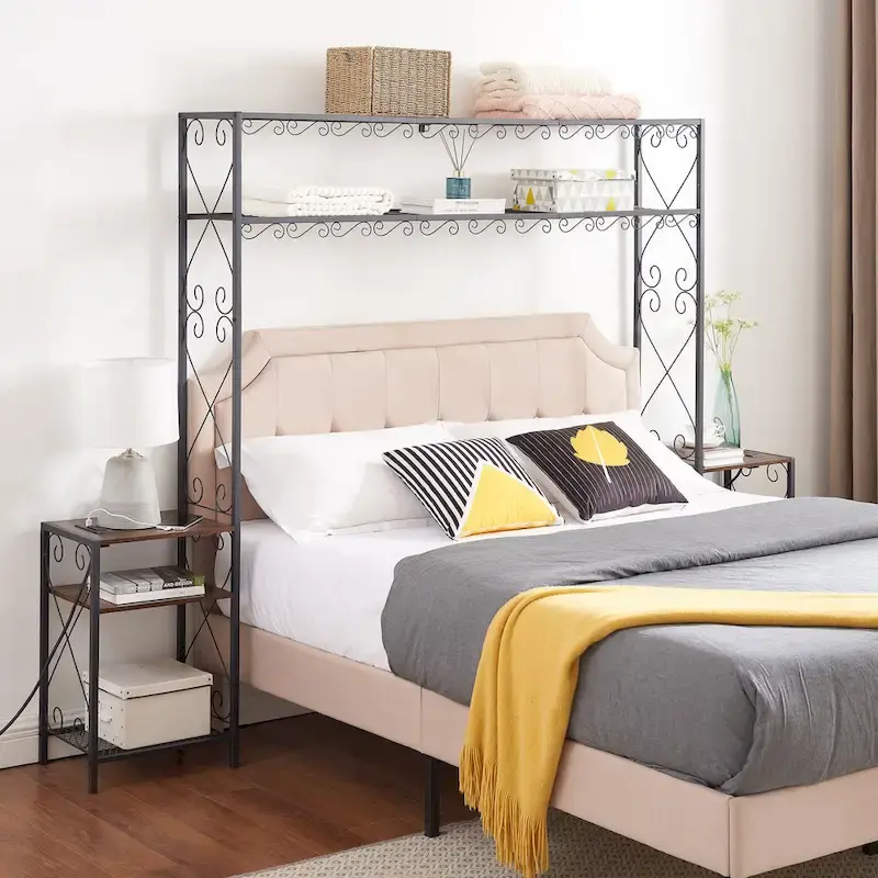 Rustic Brown Metal Queen Bed Frame
