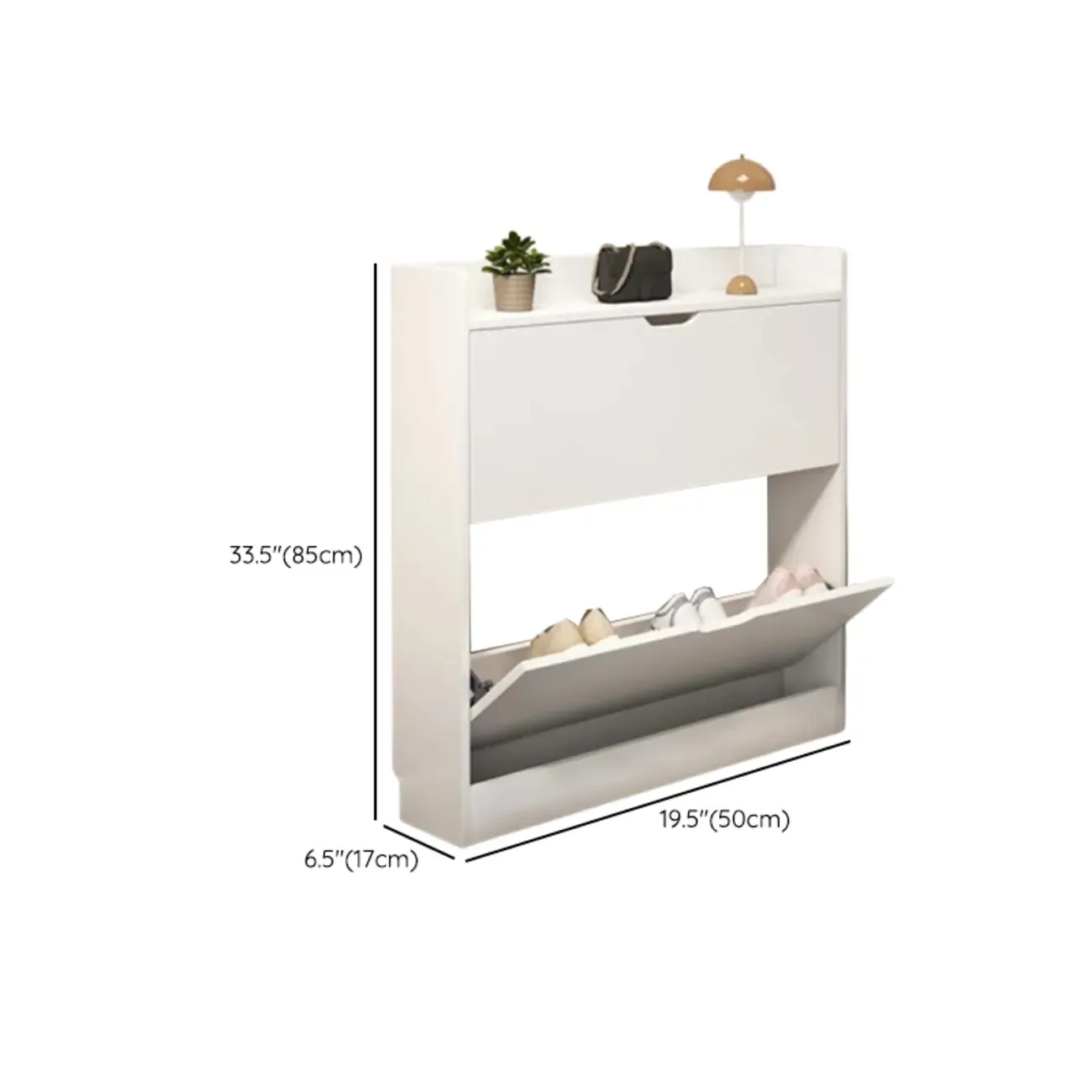 Entryway Modern Wood Shoe Cabinet with Flip-Out Drawer