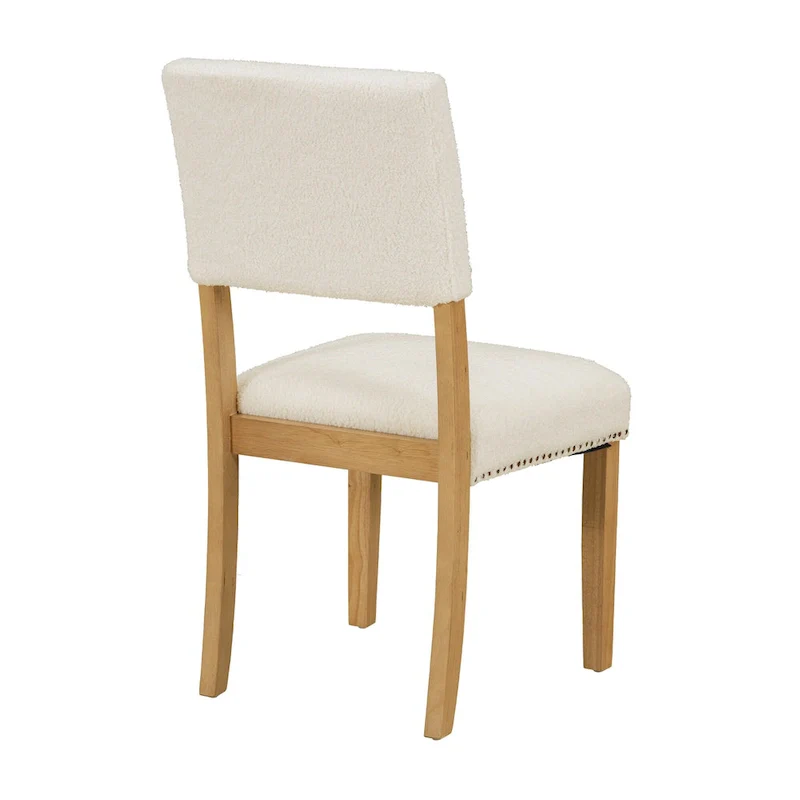 Farmhouse Style 5-Piece Wooden Dining Set with Round Table and 4 Lambswool-like Fabric Upholstered Chairs