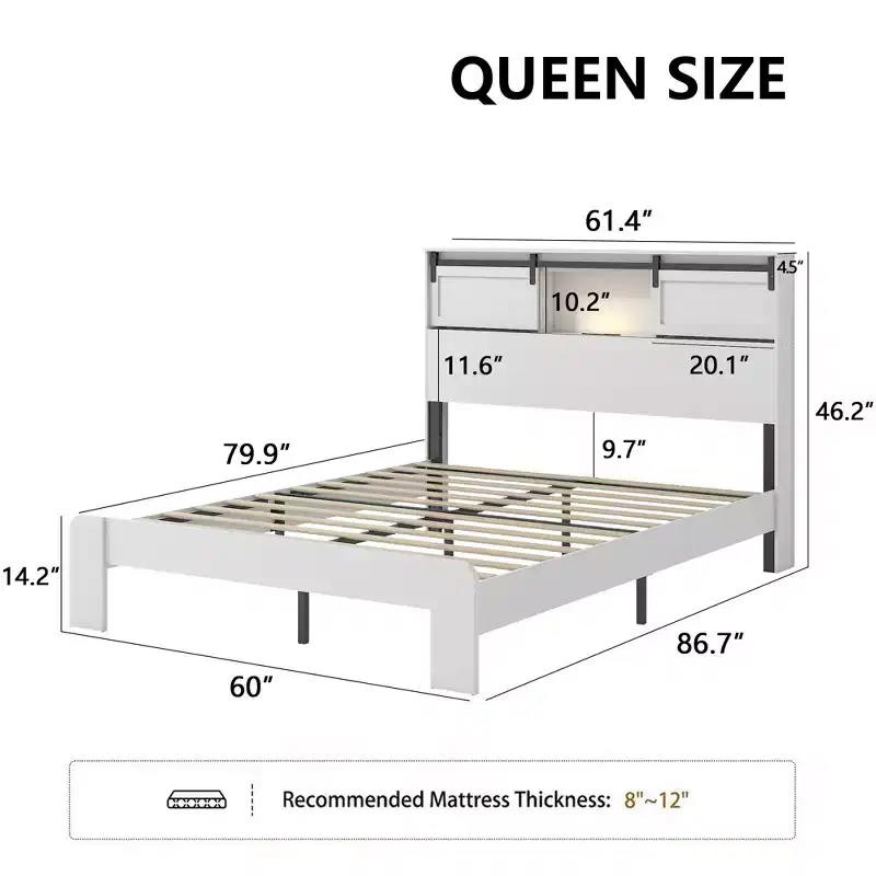 GDFStudio Mamba Modern Metal Bed Frame with Charging Station