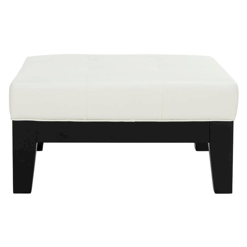 Perri Square White Leather Ottoman