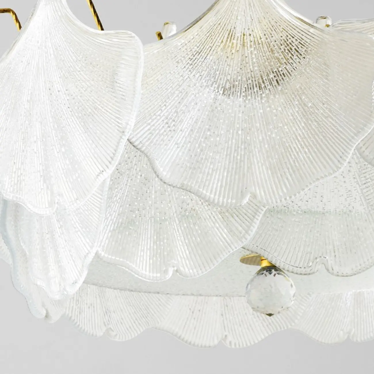 Elegant Gold Glass Leaf Semi Flush Mount Ceiling Light