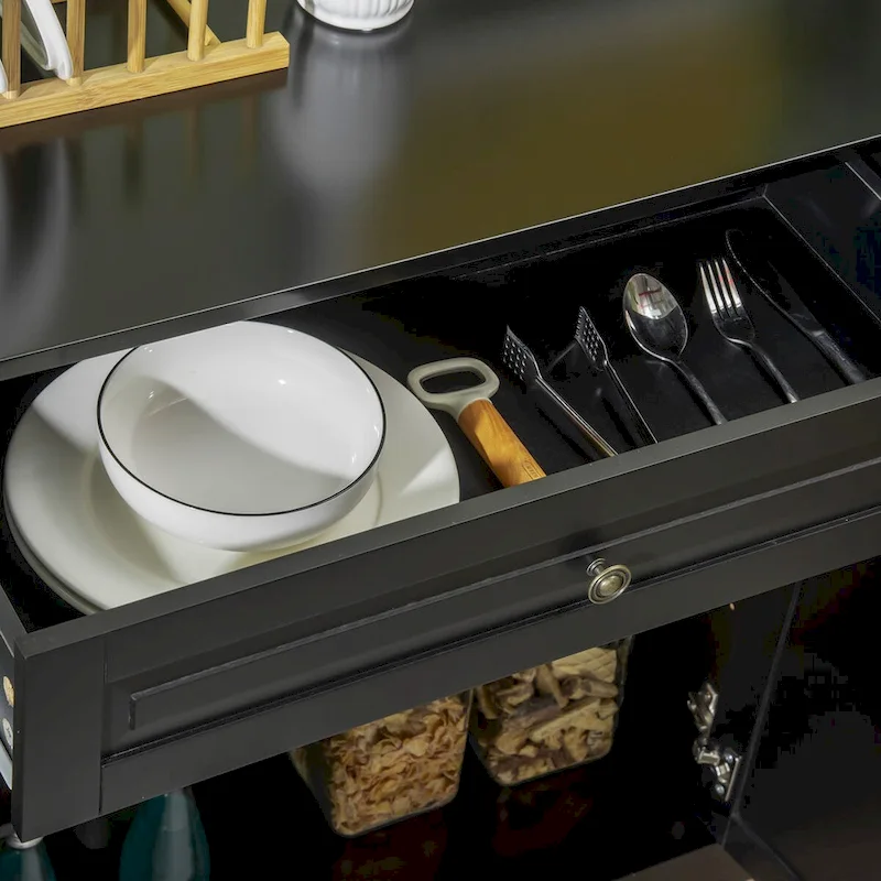 Sideboard Buffet Cabinet, Modern Kitchen Cabinet with 2 Drawers and Adjustable Shelves, Coffee Bar Cabinet