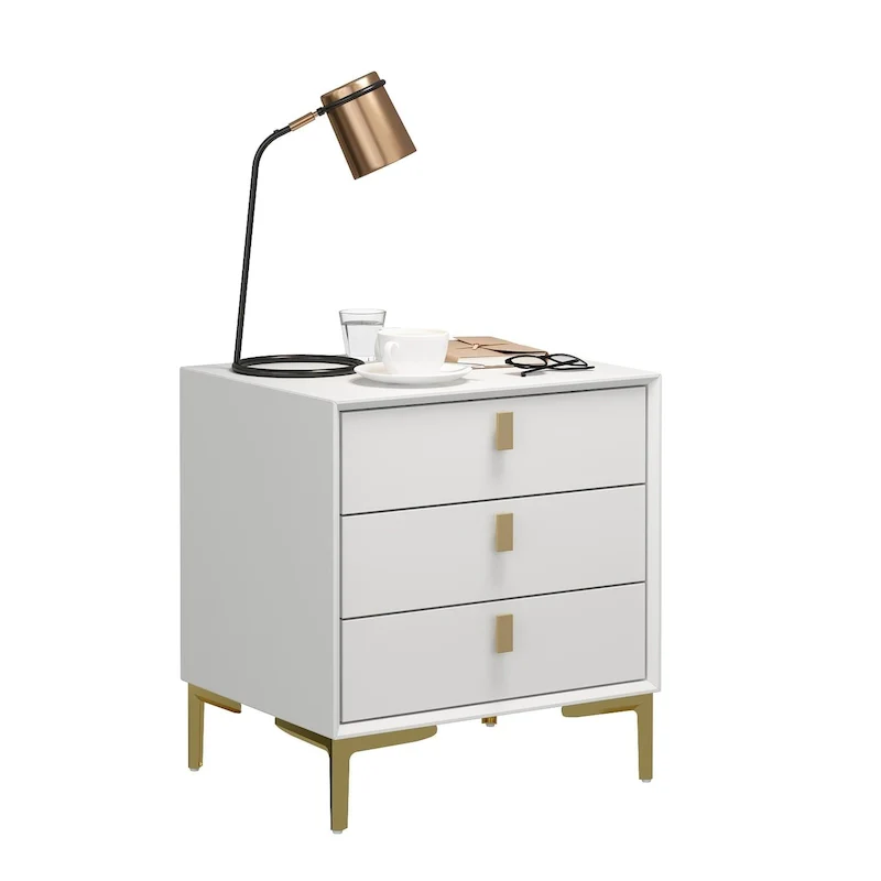 Natural Mid-Century Modern 3-Drawer Nightstand Bedside Table