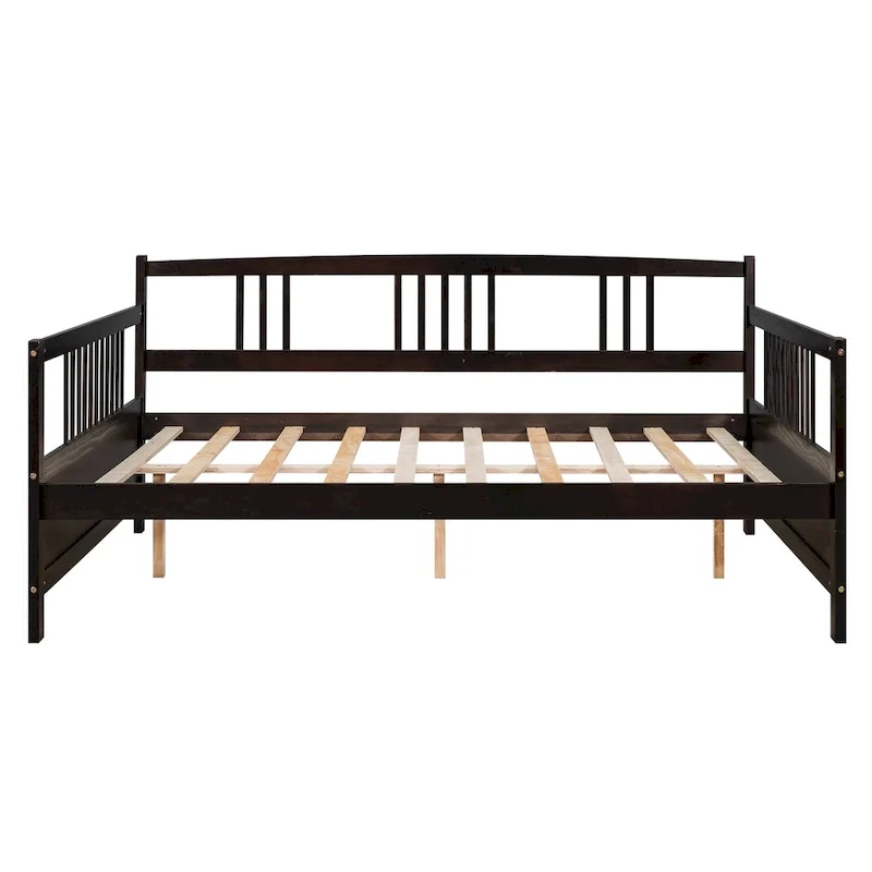 Full Solid Wood Daybed with Backrest & Armrest