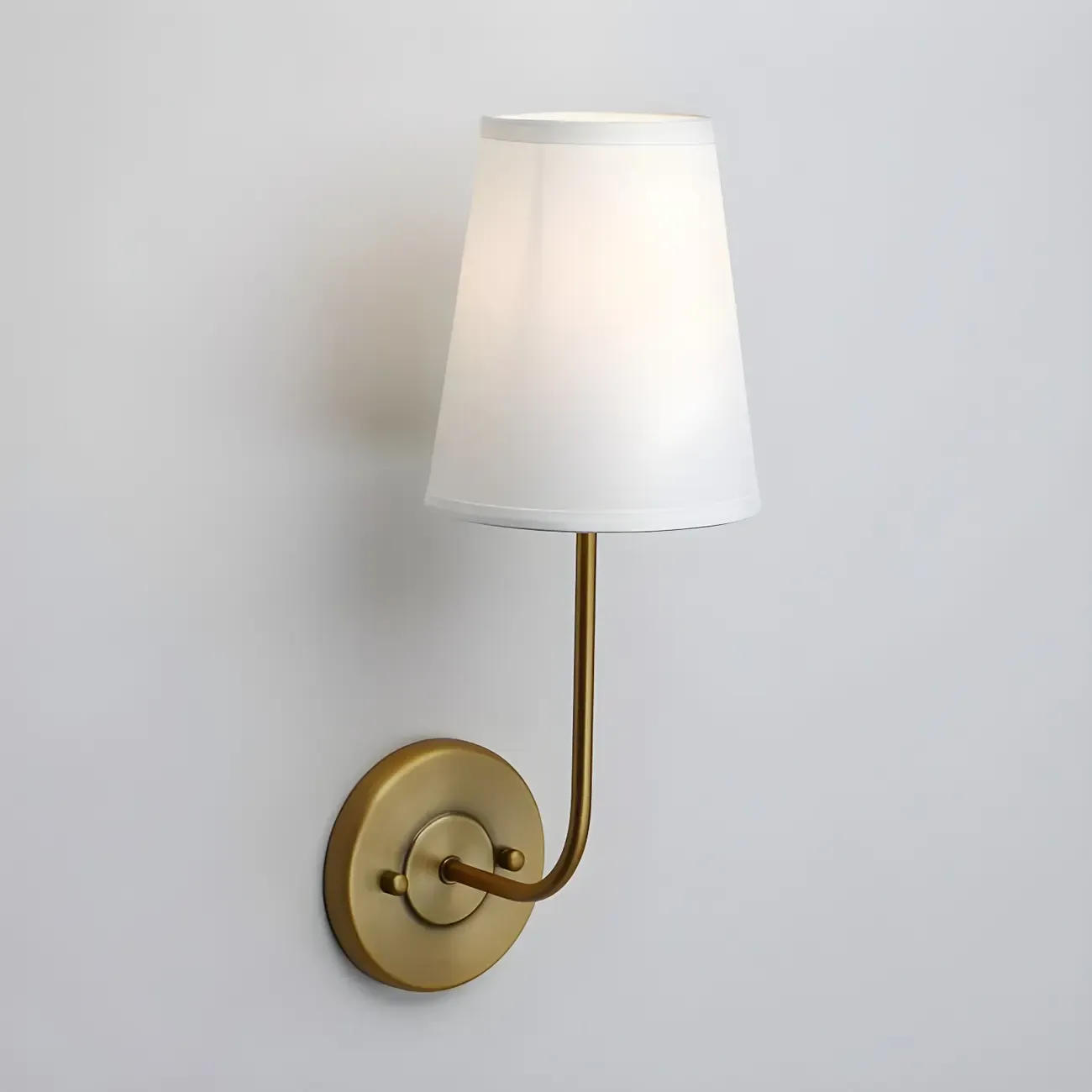 Modern Brass Glam Vanity Light with Fabric Shade