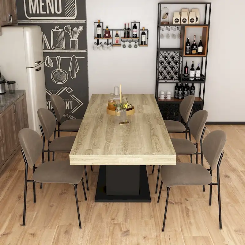 Home Wood Dining Table Extendable Table Meeting Working Computer