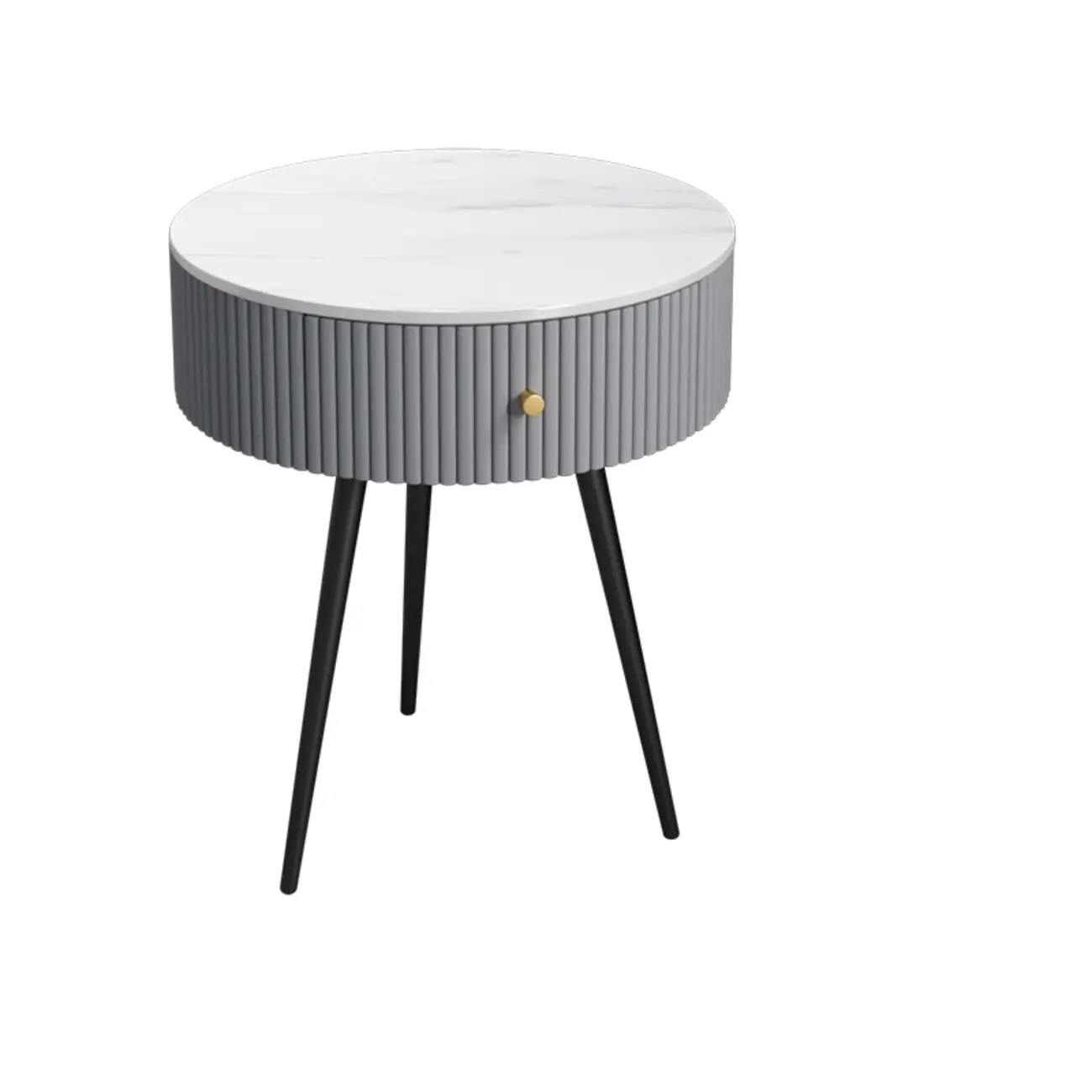Modern Sintered Stone Top Round Drawer Tripod Nightstand