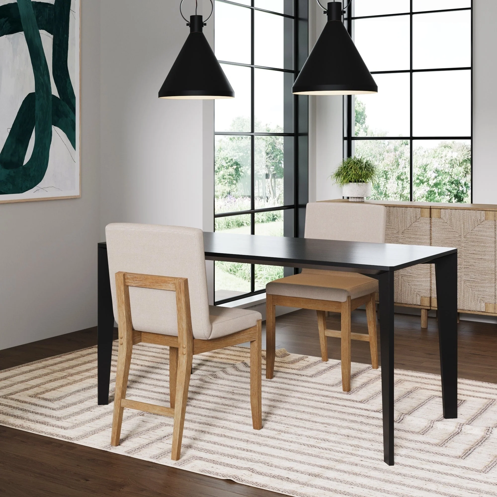 Gracie Modern Bar Stool, Boucle Upholstered Chair and Brushed Wooden Legs