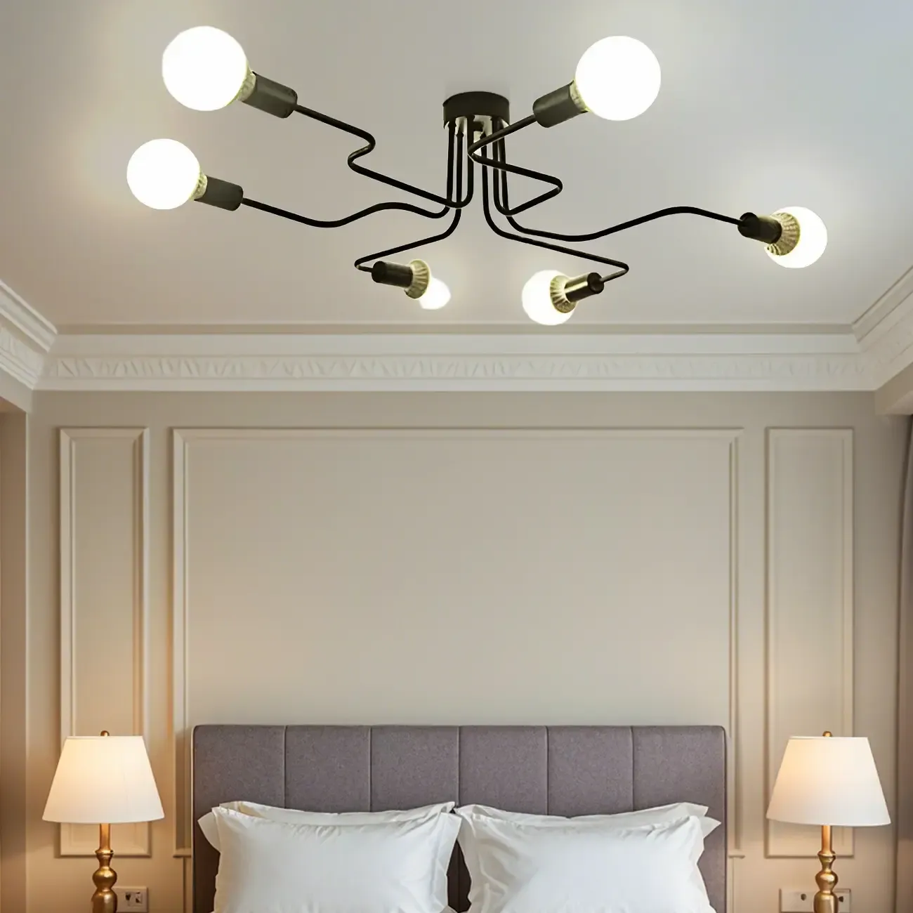 Industrial Branch Metal Semi Flush Ceiling Light