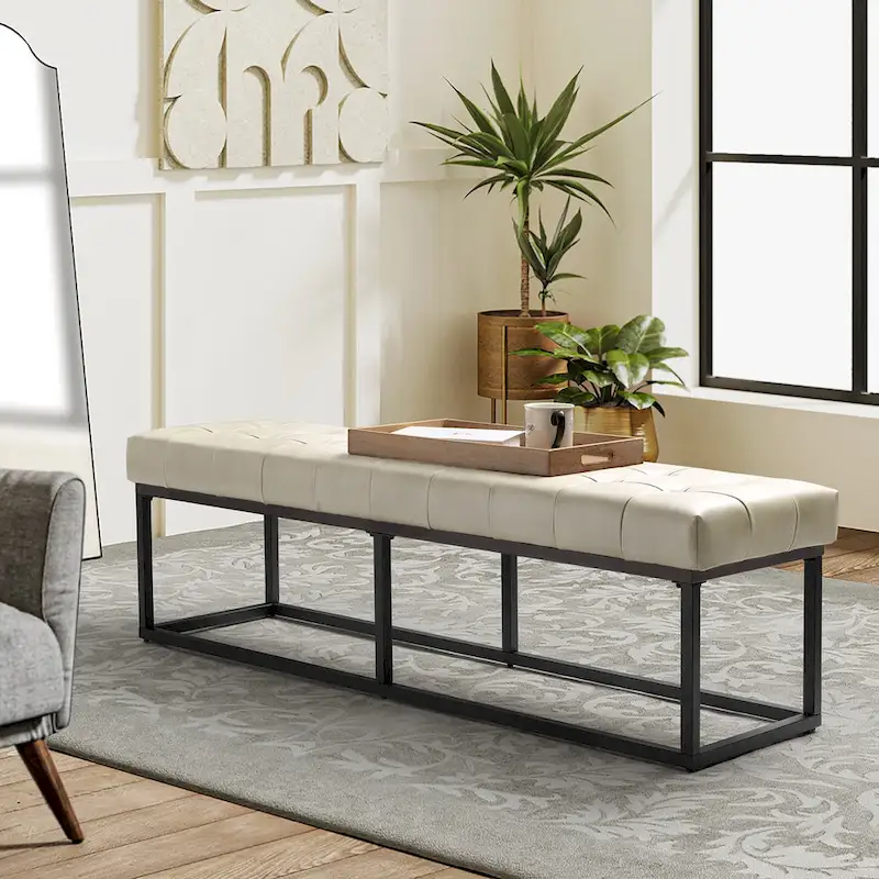 Classic Genuine Leather Bedroom Bench